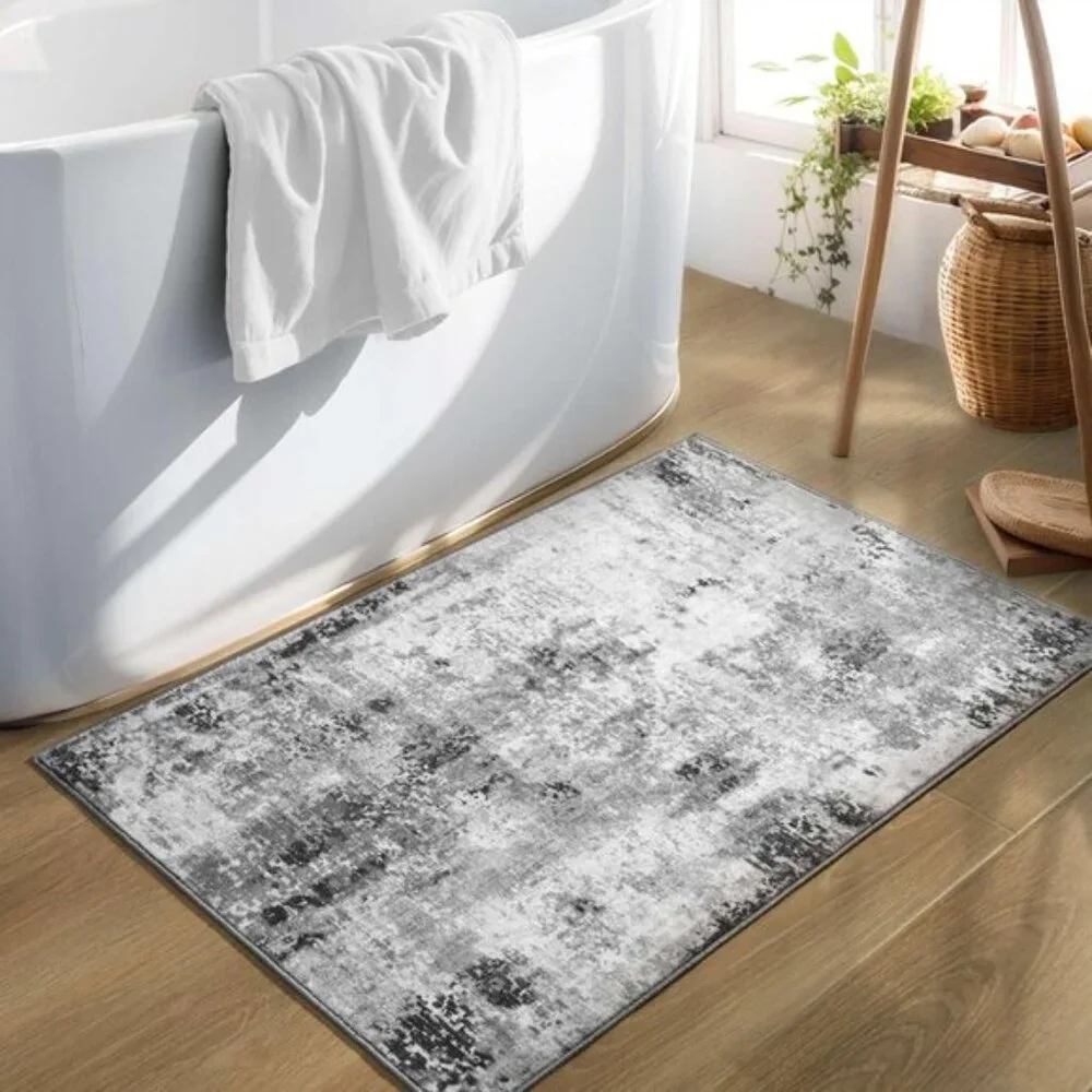 New 2x3 Grey Entry Rug, Washable, Non-Slip Low Pile Area Rug for Indoor Use